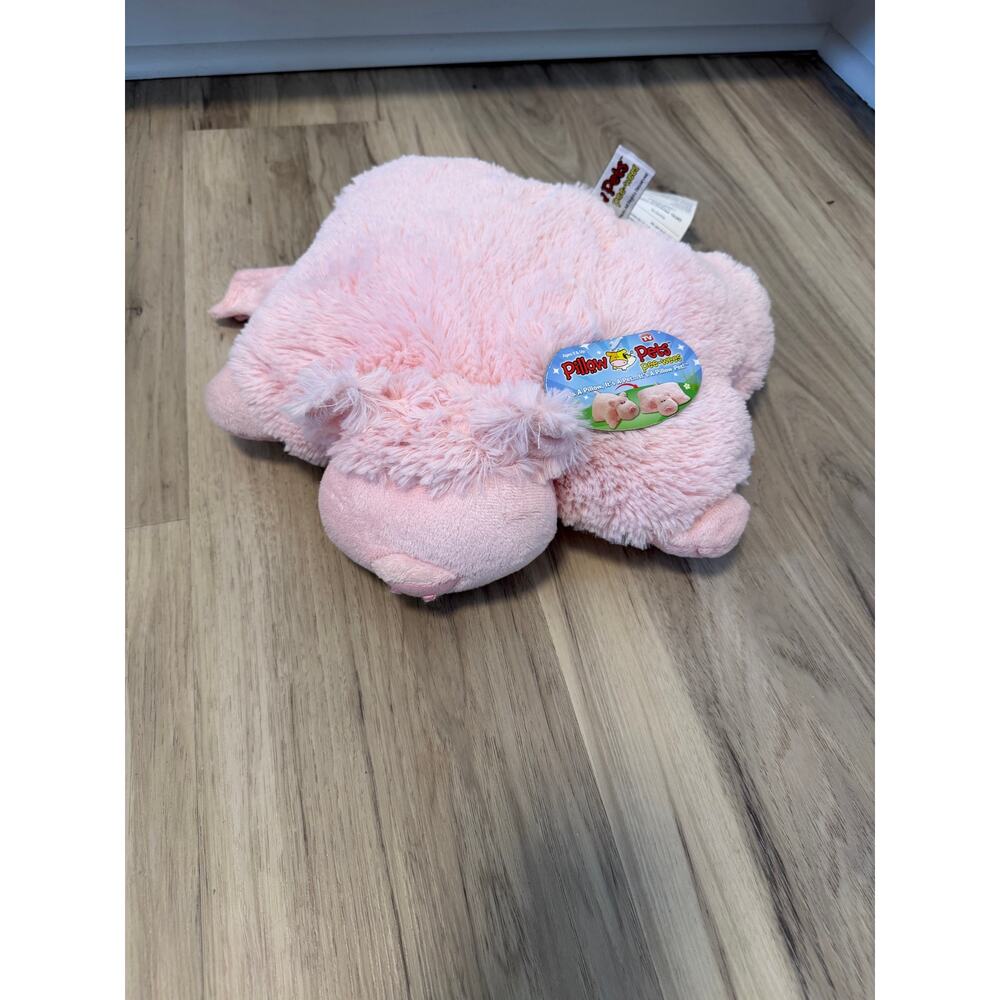 NWT Pillow Pets Pee Wees Pig Plush Pink Stuffed Animal Folds Up 11" Pillow Tags